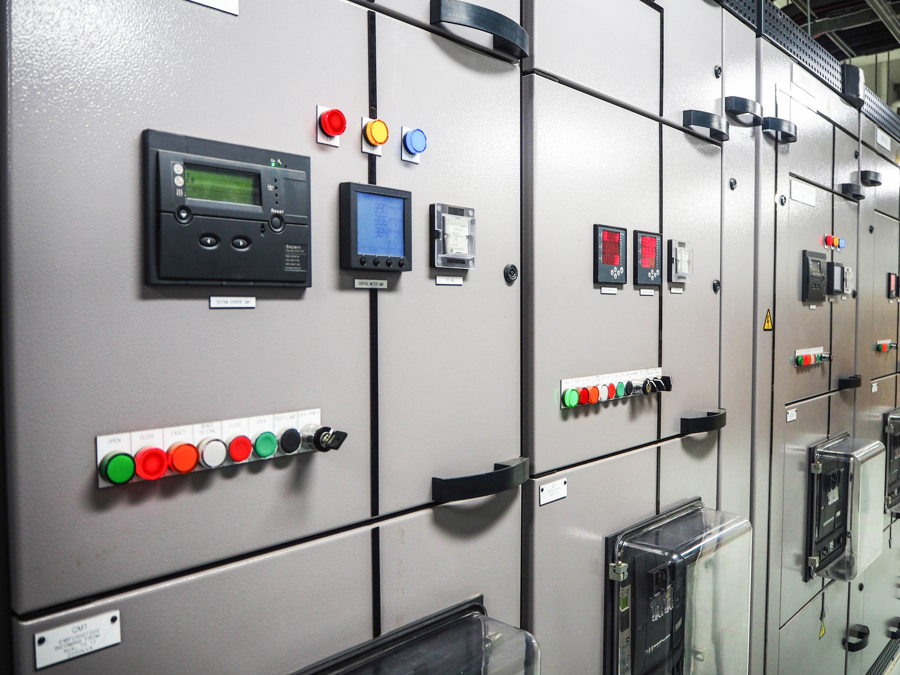 Electrical switchgear,Industrial electrical switch panel at substation in industrial zone at power plant
